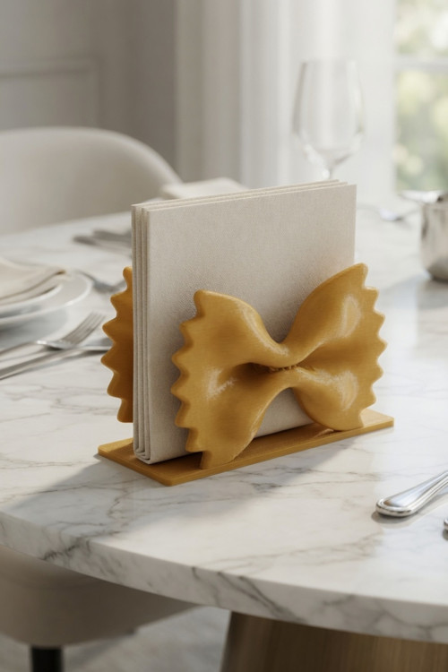 MYCRAFT3D Fiyonk Makarna Tasarımlı Dekoratif Peçetelik Masa Üstü Peçete Standı Modern Yemek Masası Sunum Aksesuarı Peçete Tutucu