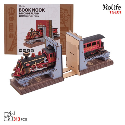 TGE01 Century Train Kitap Köşesi Book Nook DIY Minyatür Maket Model Seti Mini Dollhouse 3D Model Kit 3D Puzzle