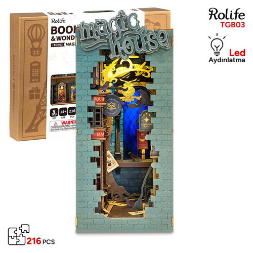 TGB03 Magic House Kitap Köşesi Book Nook DIY Minyatür Maket Model Seti Mini Dollhouse 3D Model Kit 3D Puzzle