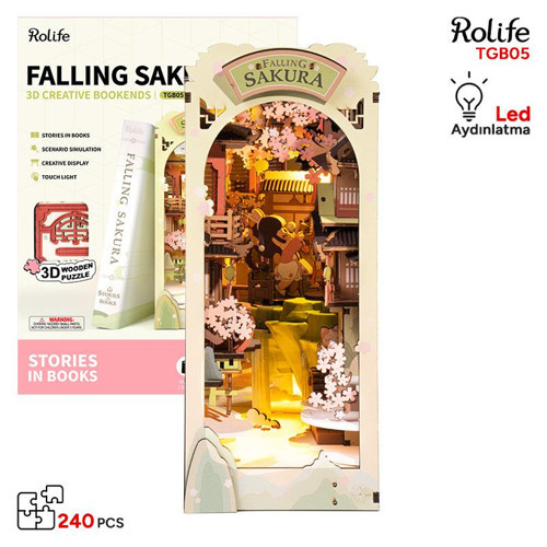 TGB05 Falling Sakura Kitap Köşesi Book Nook DIY Minyatür Maket Model Seti Mini Dollhouse 3D Model Kit 3D Puzzle