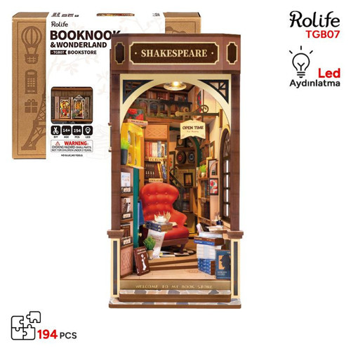 TGB07 Kitapçı (Bookstore) Kitap Köşesi Book Nook DIY Minyatür Maket Model Seti Mini Dollhouse Model Kit 3D Puzzle