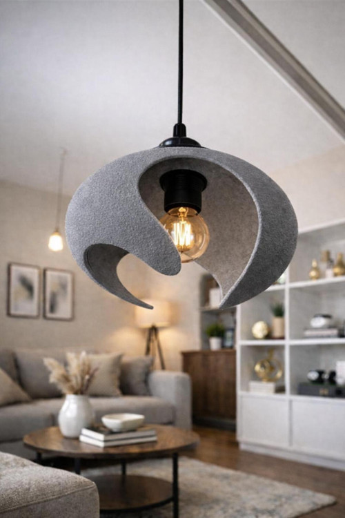 BETON DOKULU İSKANDİNAV TARZ PREMİUM SALON/ OTURMA ODASI SARKIT SALON AVİZE