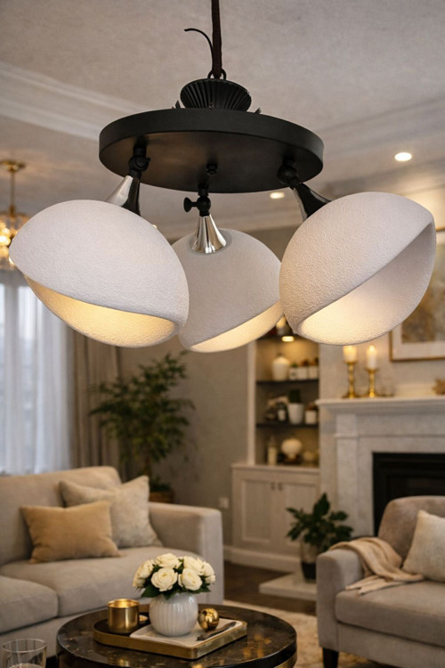 İSKANDİNAV ESİNTİSİ 360DERECE DÖNEBİLEN BETON AVİZE SALON/OTURMA ODASI