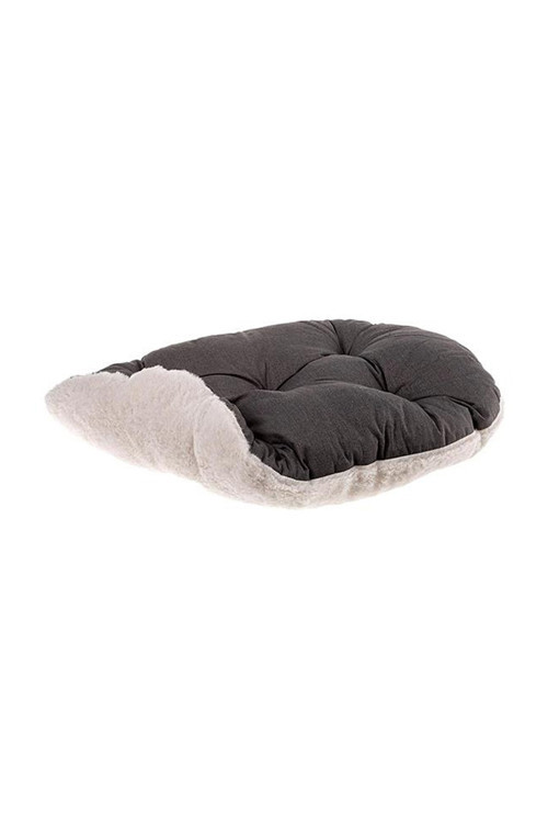 Kedi ve Mini Irk Köpek Peluş Yatağı - Gri-Beyaz (55 cm x 36 cm)