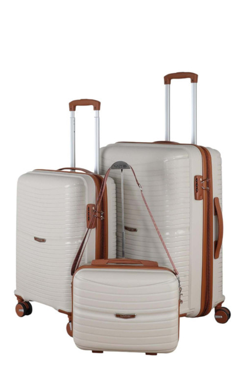V379 AURA Y.ÜRETİM PP VALİZ 55 CM + 65 CM + MAKYAJ SİYAH SET