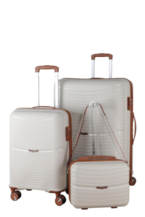 V379 AURA Y.ÜRETİM PP VALİZ 55 CM + 75 CM + MAKYAJ SİYAH SET