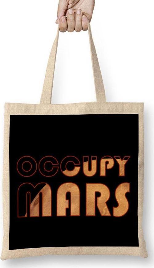 Mars Occupy Mars Text With Planet Bez Çanta Uzun Saplı