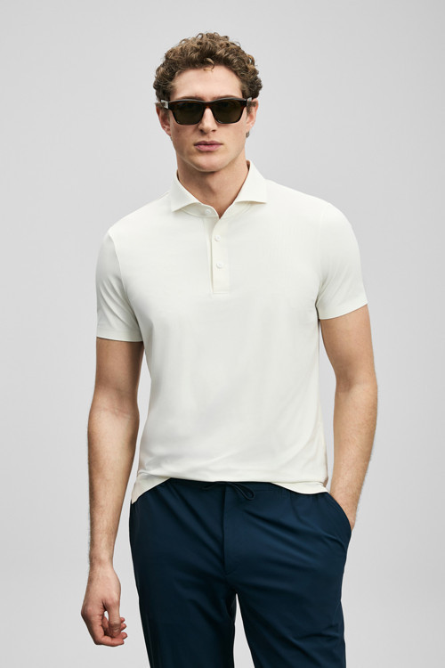 Spencer Hi- Tech Performance Dikişsiz Polo Tişört Beyaz