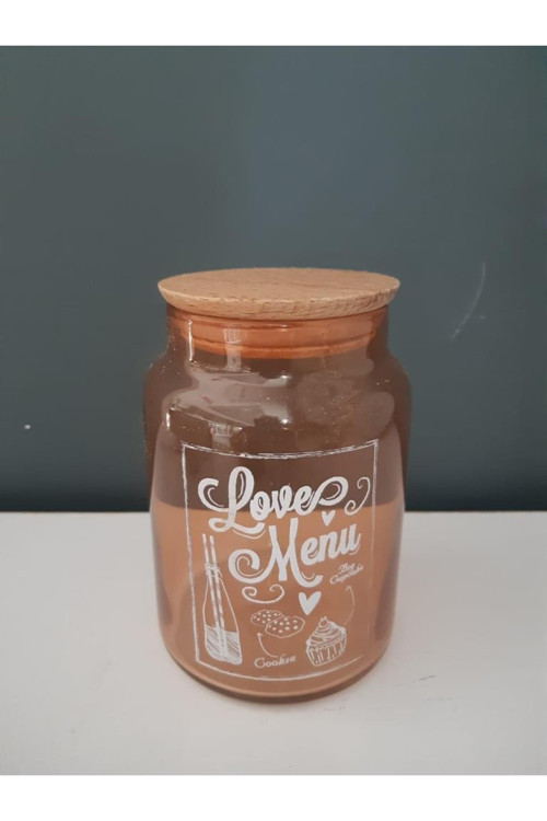 Love Menu Desenli Rose Gold Cam Kavanoz 890 Ml