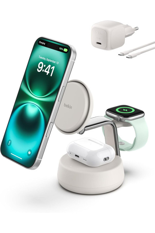 Ultracharge Pro Magsafe Uyumlu 3’Ü 1 Arada Qi2 25W Kablosuz Şarj Cihazı, İphone 17,
