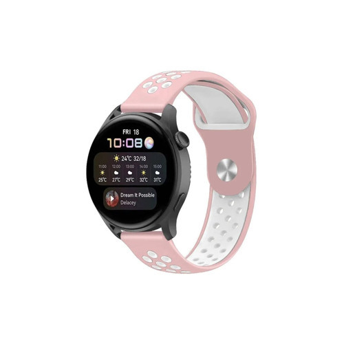 Watch 22mm Spor Delikli Kordon (saat Değildir) - Pembe-beyaz