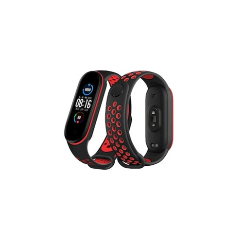 Xiaomi Mi Band 6 Spor Delikli Kordon (saat Değildir) - Siyah-kırmızı