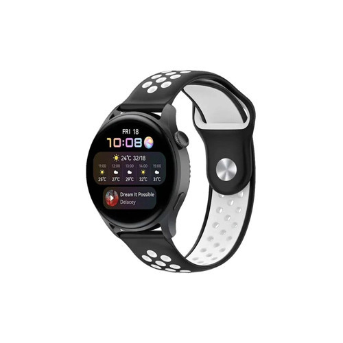 Watch 22mm Spor Delikli Kordon (saat Değildir) - Siyah-beyaz