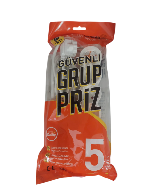 Tuncmatik Powerstrıp5 Tsk19057 1,5 Metre Iec 66884-1:2022 Standartı, Fr (Alev Almaz) Anahtarlı 5 Li Grup Priz