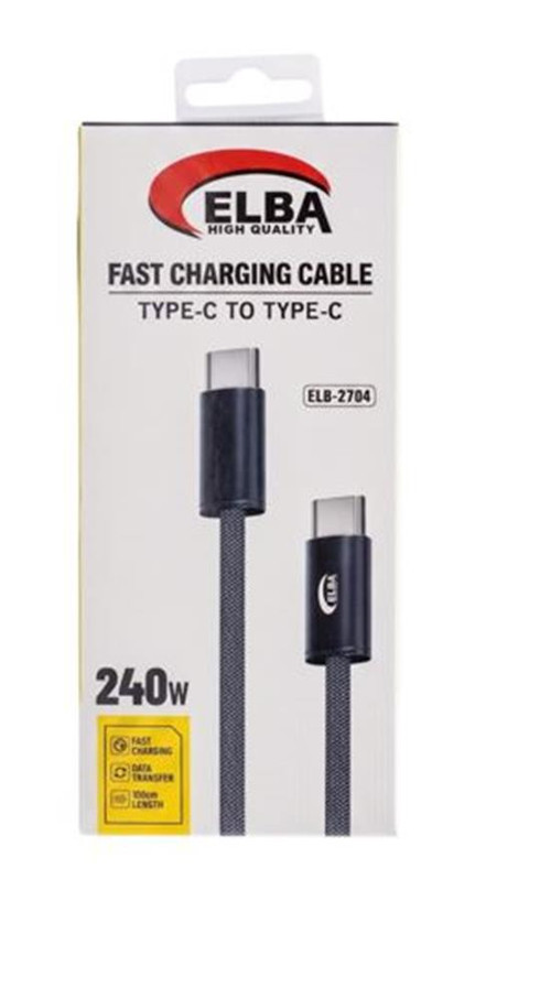 Elb-2704 240W Type-C To Type-C 1 Metre Örgülü Desenli Şarj Kablosu 480Mps Hızlı Şarj