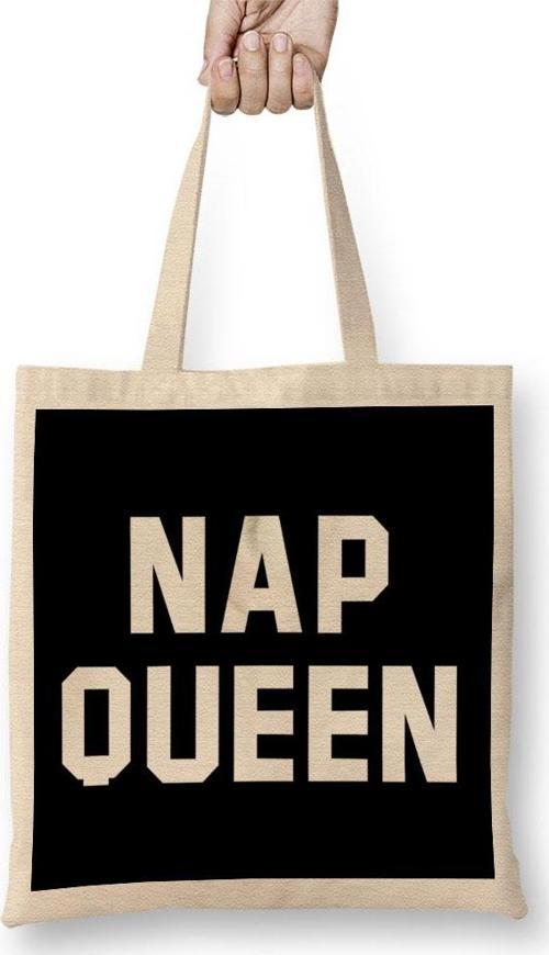 Nap Queen White Text Bez Çanta Uzun Saplı