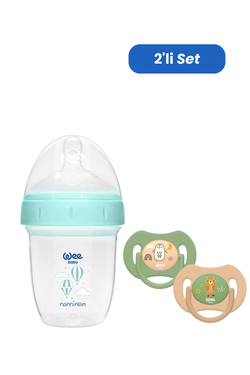Nanninom Antikolik Geniş Ağızlı Biberon 150 ml ve Duo No: 1 Emzik