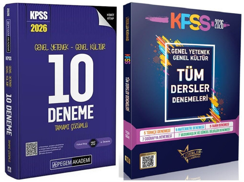 Pegem + Liderler Karması 2026 KPSS Genel Yetenek Genel Kültür 10+29 Deneme 2 li Set Pegem Akademi + Liderler Karması Yay
