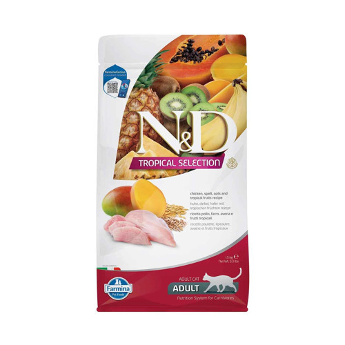 Tropical Selection Düşük Tahıllı Tavuklu ve Tropikal Meyveli Yetişkin Kedi Maması 1,5 kg