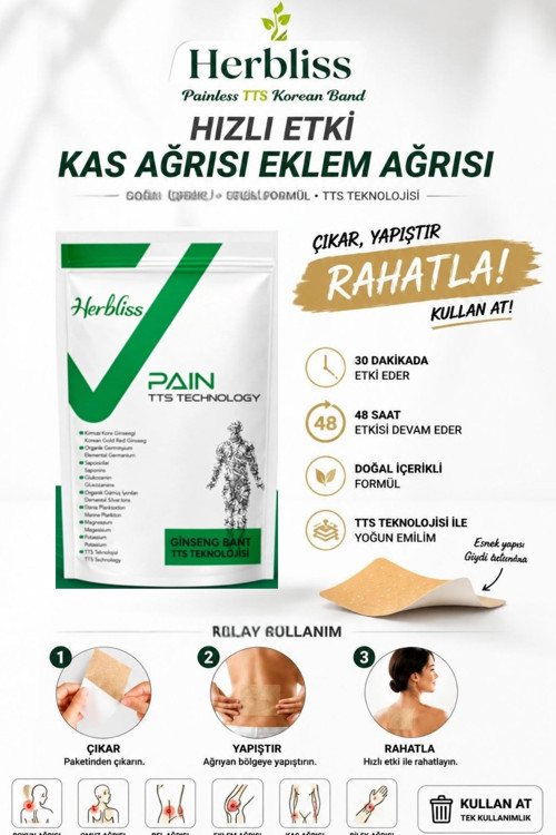 Ginseng Isıtıcı Rahatlatıcı Ağrı Bandı Kinesio Bandı Isıtıcı Kas ve Eklem Rahatlatıcı Hızlı