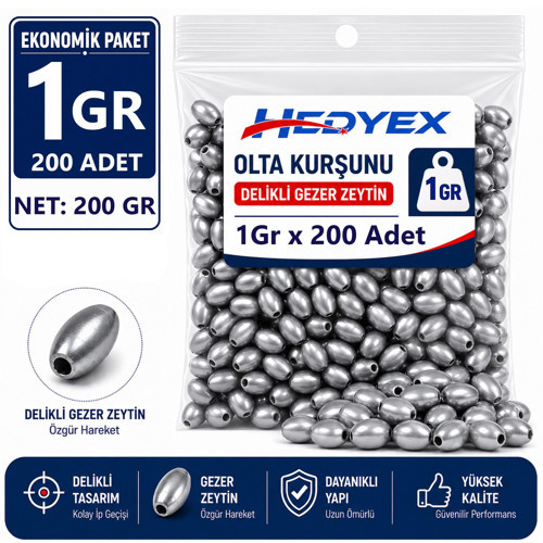 1 Gr 200 Adet (200 Gr) Olta Kurşunu Delikli Gezer Zeytin