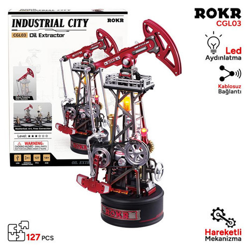 CGL03 Oil Extractor DIY Mechanical 3D Puzzle Maket Model Seti 3D Model Kit Detaylı Dekoratif Hobi Seti Hareketli ve