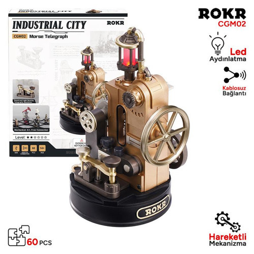 CGM02 Morse Telegraph DIY Mechanical 3D Puzzle Maket Model Seti 3D Model Kit Detaylı Dekoratif Hobi Seti Hareketli