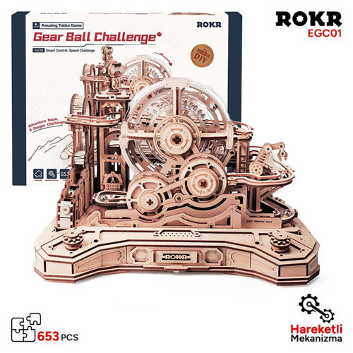 EGC01 Gear Ball Challenge DIY Minyatür Maket Model Seti Ahşap 3D Wooden Puzzle 3D Model Kit Hobi Seti Ahşap Maket