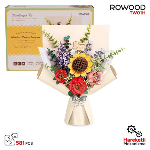TW01H Çiçek Buketi Wooden Flower Bouquet DIY Minyatür Maket Model Seti Ahşap 3D Wooden Puzzle ModelKit AhşapMaket