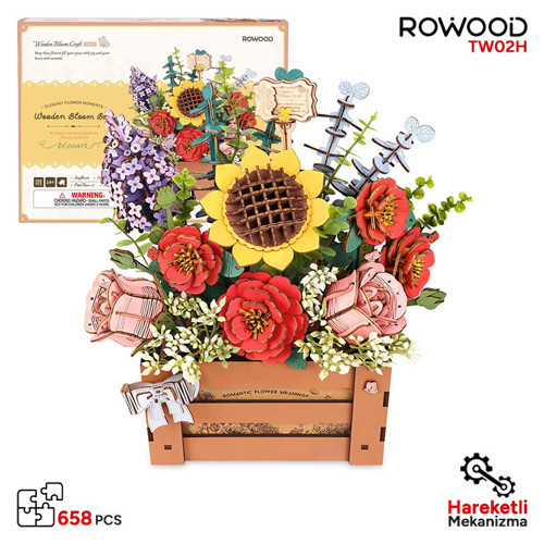 TW02H Çiçek Kutusu Wooden Bloom Box DIY Minyatür Maket Model Seti Ahşap 3D Wooden Puzzle 3D Model Kit Ahşap Maket