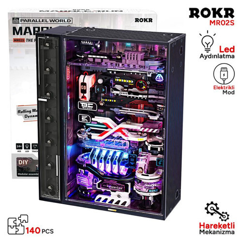 MR02S The Future City Marble Run DIY Mechanical 3D Puzzle Maket Model Seti 3D Model Kit Dekoratif Hobi Seti Hareket