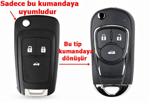 Opel Astra J Insignia Uyumlu Çevirici Modifiye Dönüşüm Kumanda Anahtar Kabı Oto Anahtarlık Logolu