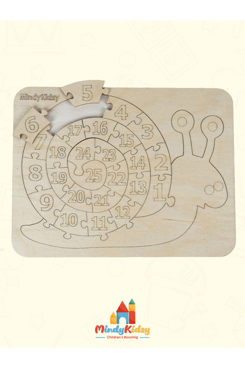 Ahşap Sayı Öğretici Salyangoz Doğal Yapboz | Montessori Eğitici Puzzle