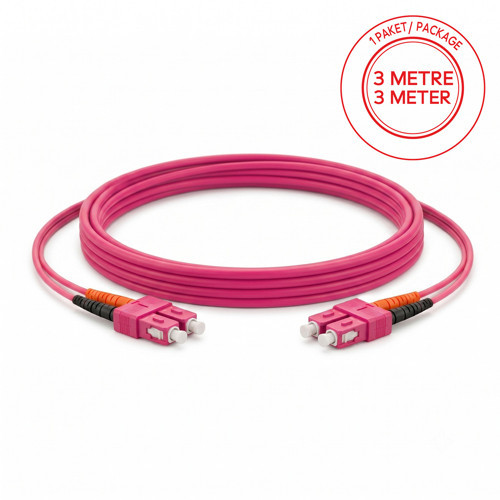 SC/PC-SC/PC Multimode OM4 Dupleks 3 Metre Fiber Patch Cord
