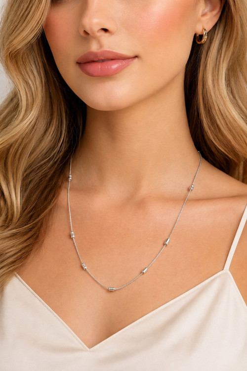 💎 Premium Gümüş Renk Top Model Detaylı Zarif ve Şık 316L Çelik Kolye ✨ (45cm)
