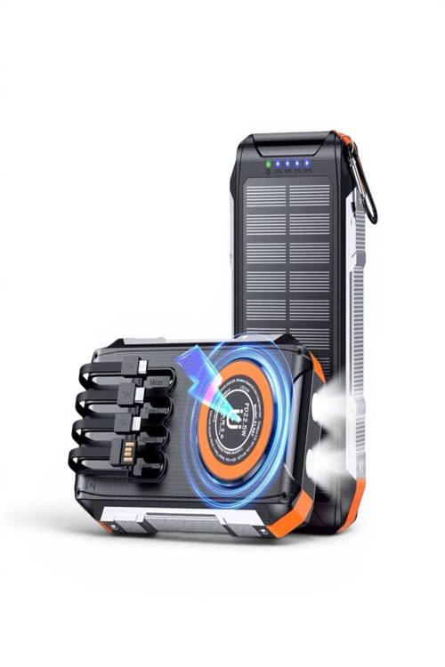 Fc-30 30000 Mah Solar Powerbank Pd 22.5W Hızlı Şarj 15W Kablosuz Şarj Çift Led Fenerli Taşınabilir Şarj Cihazı