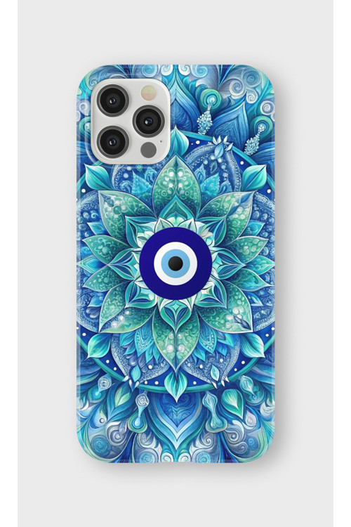 İphone 12 Pro Uyumlu Baskılı Şeffaf Telefon Kılıfı | Koleksiyon: Minimal Evil Eye