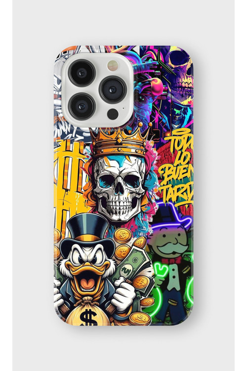 İphone 13 Pro Uyumlu Baskılı Şeffaf Telefon Kılıfı | Koleksiyon: Drip Art