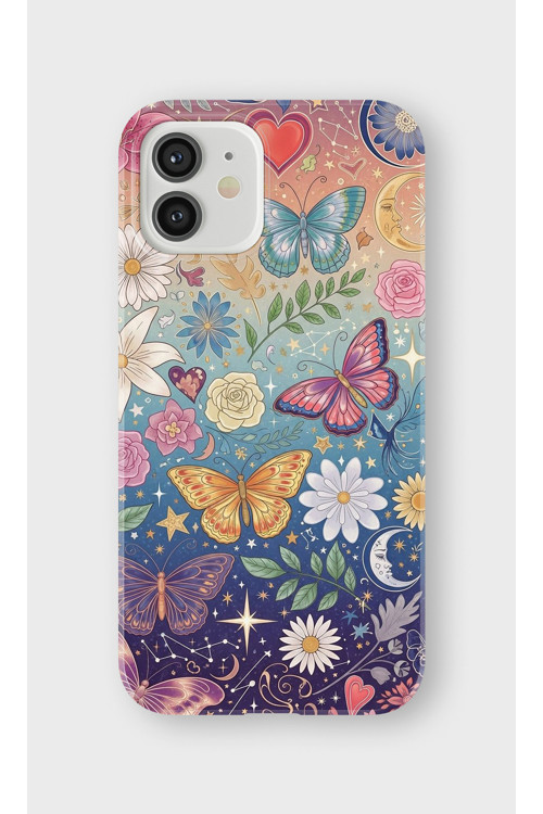 İphone 12 Mini Uyumlu Baskılı Şeffaf Telefon Kılıfı | Koleksiyon: Butterfly Aesthetic