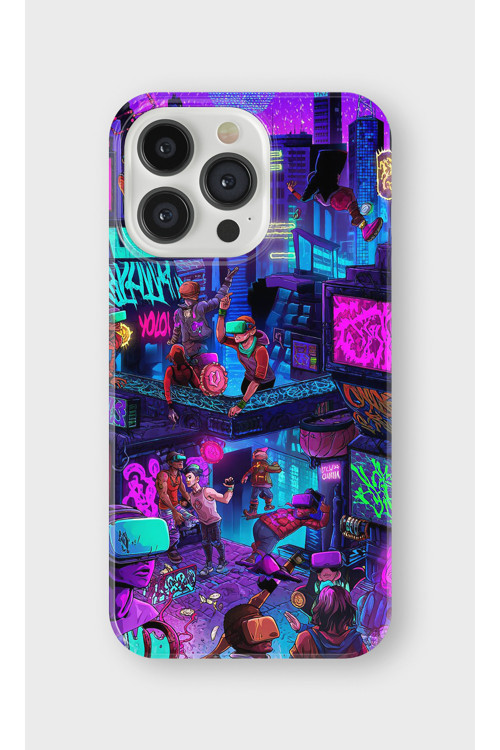 İphone 15 Pro Max Uyumlu Baskılı Şeffaf Telefon Kılıfı | Koleksiyon: Cyberpunk Theme