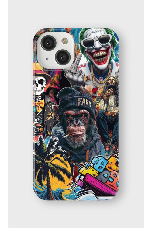 İphone 15 Uyumlu Baskılı Şeffaf Telefon Kılıfı | Koleksiyon: Drip Art