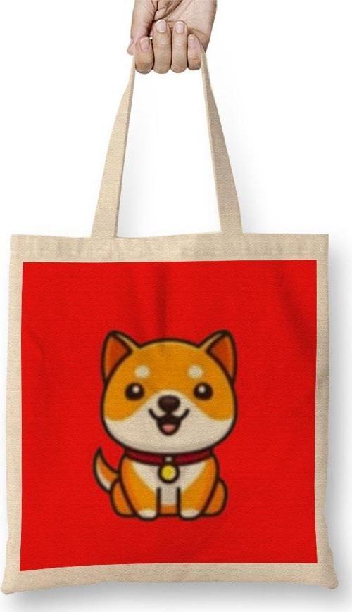 Baby Doge Coin Dogecoın Bez Çanta Uzun Saplı