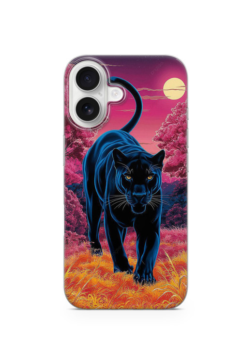 İphone 16 Plus Uyumlu Baskılı Şeffaf Telefon Kılıfı | Koleksiyon: Minimal Black Panther