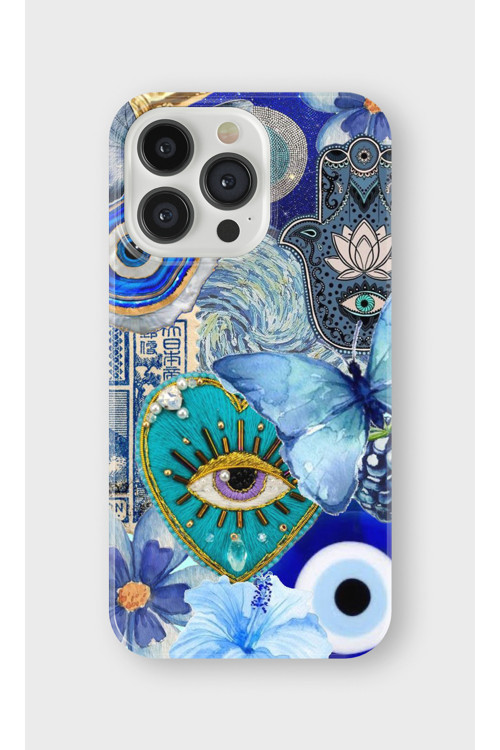 İphone 16 Pro Uyumlu Baskılı Şeffaf Telefon Kılıfı | Koleksiyon: Minimal Evil Eye
