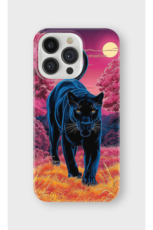 İphone 15 Pro Uyumlu Baskılı Şeffaf Telefon Kılıfı | Koleksiyon: Minimal Black Panther