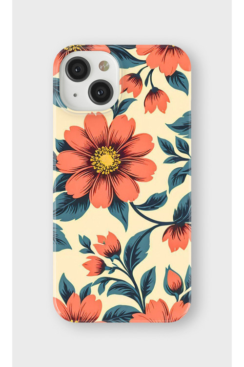 İphone 14 Uyumlu Baskılı Şeffaf Telefon Kılıfı | Koleksiyon: Pastel Flower Patterns