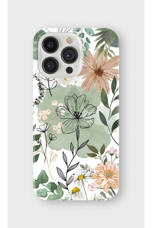 İphone 14 Pro Uyumlu Baskılı Şeffaf Telefon Kılıfı | Koleksiyon: Boho Floral
