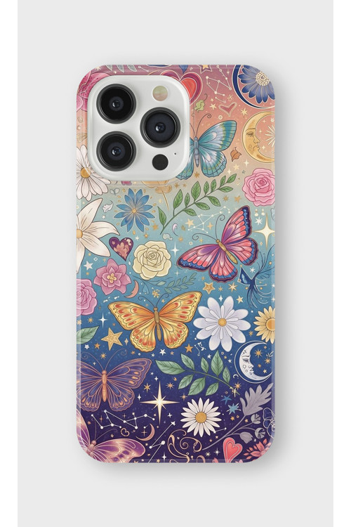 İphone 15 Pro Uyumlu Baskılı Şeffaf Telefon Kılıfı | Koleksiyon: Butterfly Aesthetic