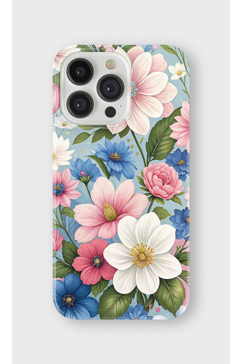 İphone 14 Pro Max Uyumlu Baskılı Şeffaf Telefon Kılıfı | Koleksiyon: Pastel Flower Patterns