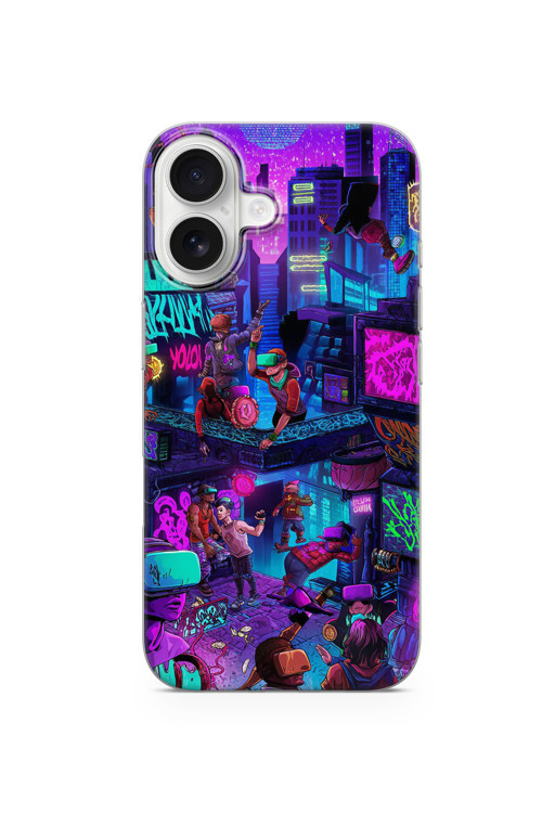 İphone 16 Plus Uyumlu Baskılı Şeffaf Telefon Kılıfı | Koleksiyon: Cyberpunk Theme